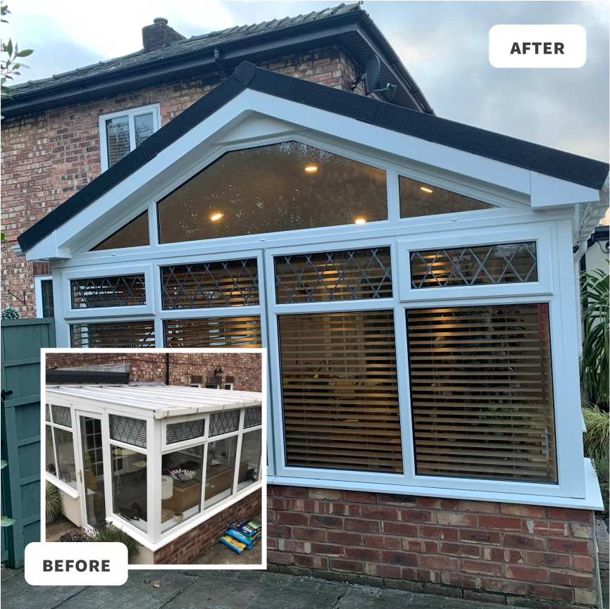 Real home example: Gable-end conservatory roof replacement