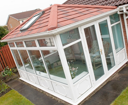 Conservatory with lightweight tiles