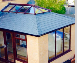 Conservatory with tiles and roof lantern