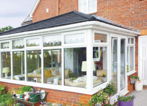 black tiled conservatory roof